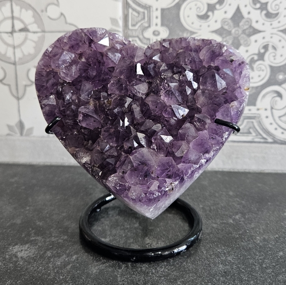 Amethyst Heart Cluster & Stand - Picture 1 of 5